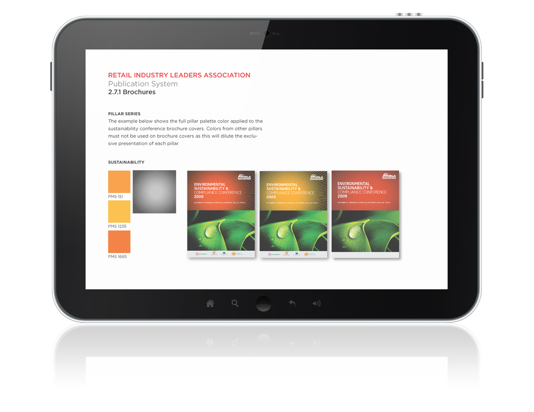 Tablet showing Retail Industry Leaders Association Graphic Standards and Publication Guide